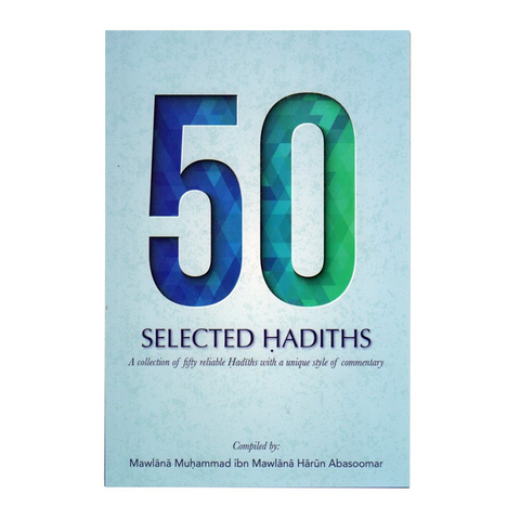 Book cover with '50 Selected Hadiths' text on a light blue background