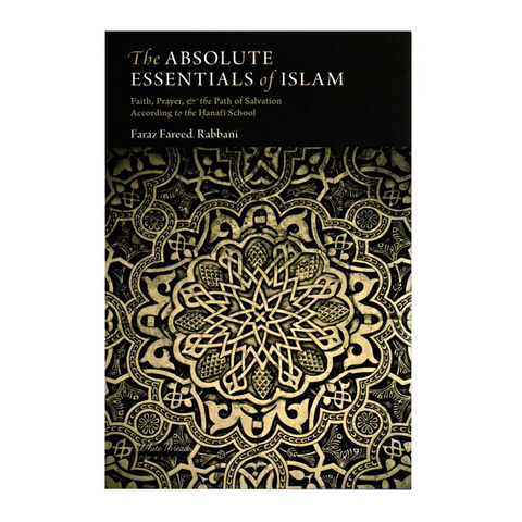 Book cover of 'The Absolute Essentials of Islam' with intricate gold design on black background