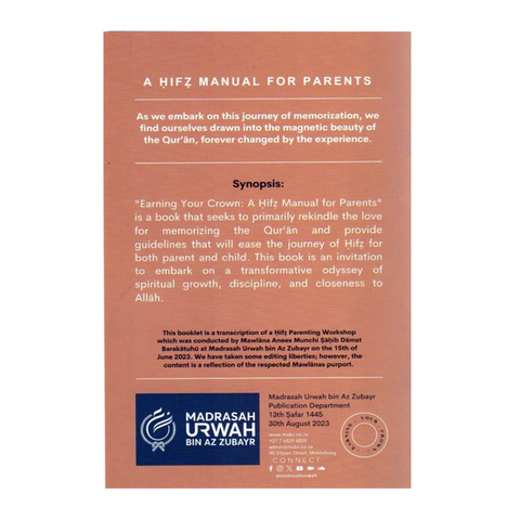 Cover of 'A Hifz Manual for Parents' with text and Madrasah Urwah bin Az Zubayr logo.