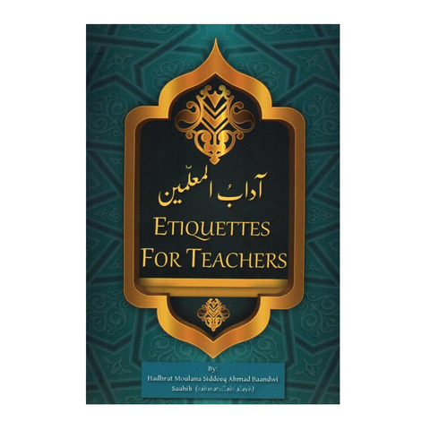 Book cover of 'Etiquettes for Teachers' with gold decorative elements on a dark green background
