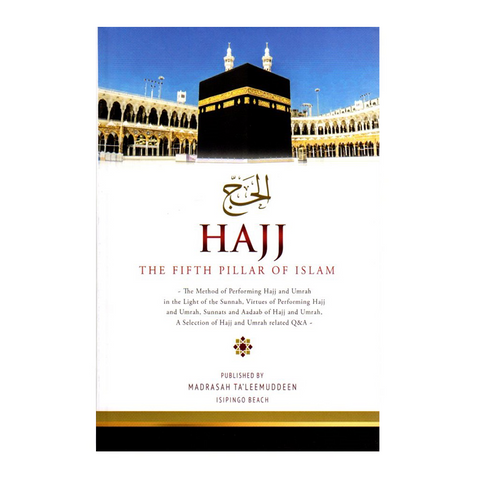 Book cover of 'Hajj: The Fifth Pillar of Islam' with Kaaba image on a white background