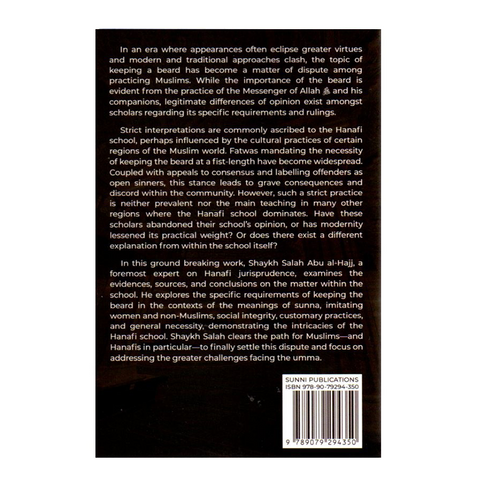 Back Book cover titled removing the confusion on the ruling of shaving and shortening the beard according to the Hanafi school