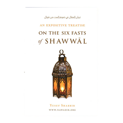 Book cover with a lantern design and text about 'On the Six Fasts of Shawwal' by Yusuf Shabbir.