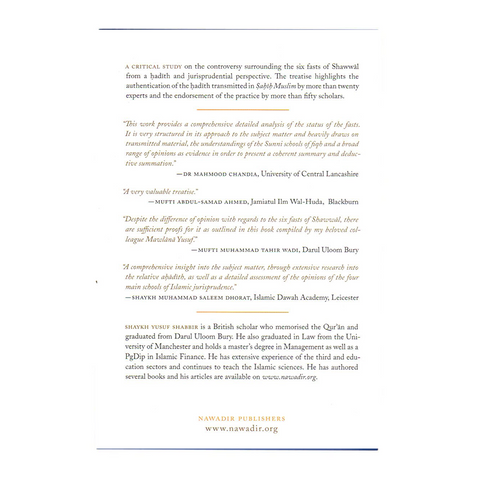 Back cover of book titled Six Fast of Shawwal
