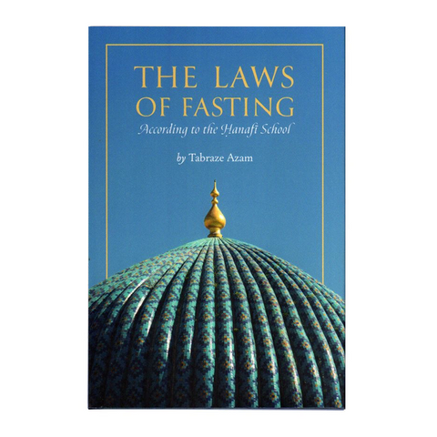 Book cover of 'The Laws of Fasting' with a blue background and mosque dome.