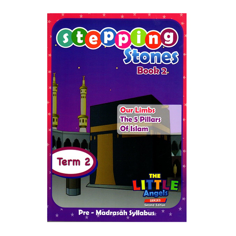 Book cover of 'Stepping Stones Book 2' by The Little Angels Series with a purple background and colorful text.
