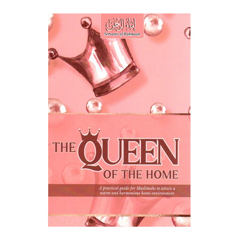 Book titled 'The Queen of the Home' with a pink cover and decorative elements.