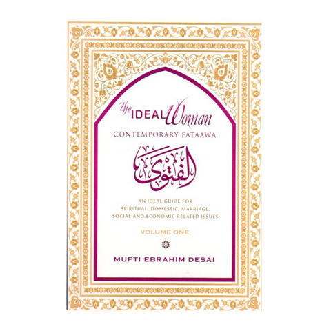 Book cover of 'The Ideal Woman: Contemporary Fatawa' with decorative gold border on white background