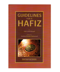 Book titled 'Guidelines for a Hafiz' with a red cover and gold text on a white background