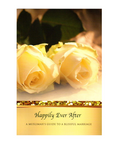 Book cover with yellow roses and text 'Happily Ever After: A Muslimah's Guide to a Blissful Marriage' on a white background.
