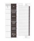 Sheet with grid and text on a white background of book titled 'Missed Salah Record Book'