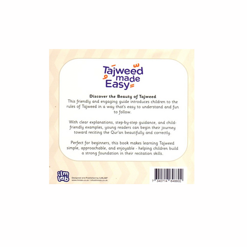Back cover of a book titled 'Tajweed Made Easy'