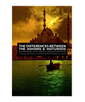 Book cover with mosque silhouette and boat on water, featuring text about differences between Asharis and Maturidis.