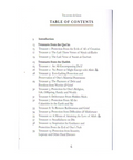 Table of contents page from a book titled Treasures and Gems From the Quran & Hadith